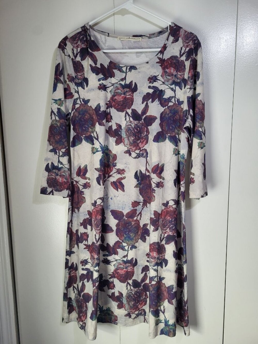 Peruvian Connection Women's SZ LG Pima Cotton Violette Dress Floral